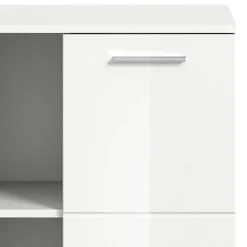 Hochglanz Schuhkommode in Weiß - 2 Fächer & Tür - Rugova