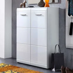 Hochglanz Schuhschrank Tiondon in Weiß