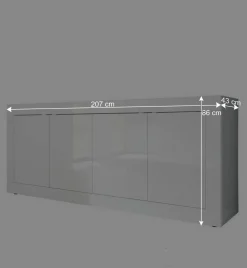 Hochglanz Sideboard in Weiß 4-türig - Sogno