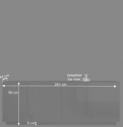 Hochglanz Sideboard mit 4 Türen in Weiß - Kerym