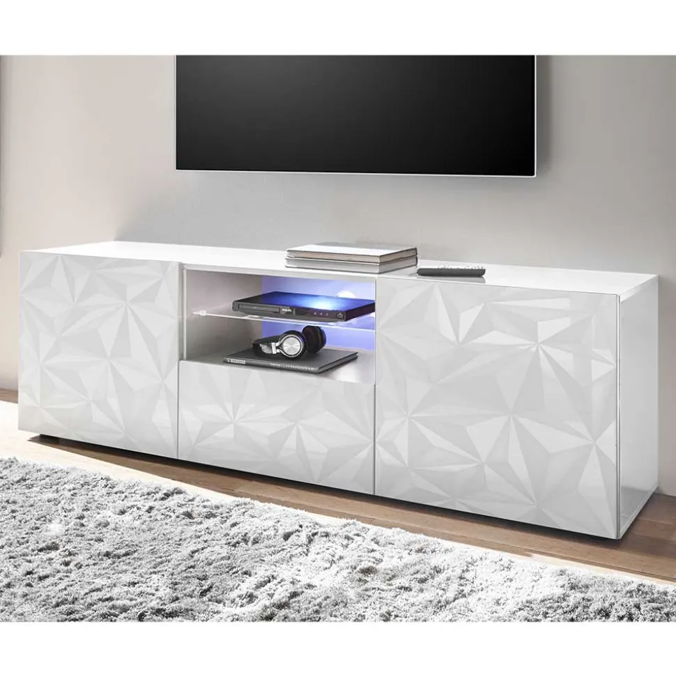 Hochglanz TV Board in Weiß mit Druck - Vovasoma