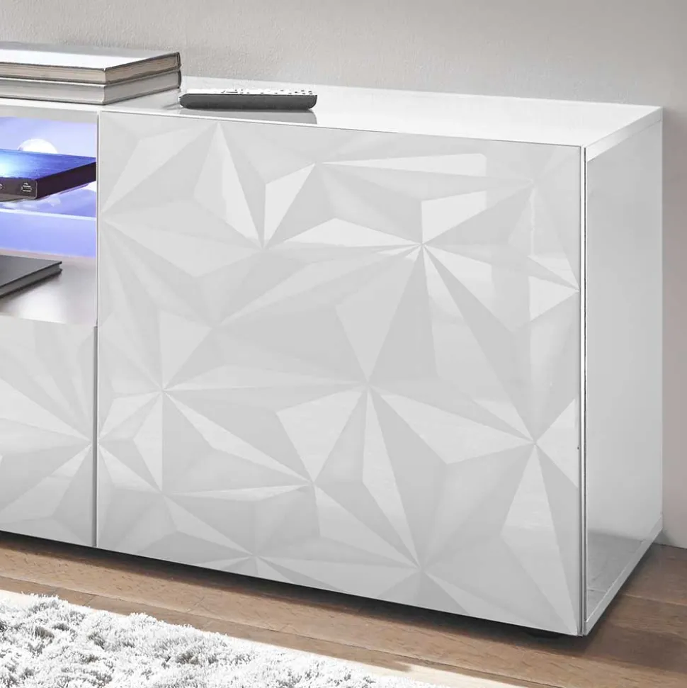 Hochglanz TV Board in Weiß mit Druck - Vovasoma