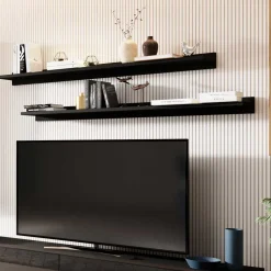 Hochglanz TV Wohnwand in Schwarz - Funtana (fünfteilig)