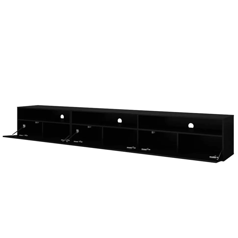 Hochglanz TV Wohnwand in Schwarz - Funtana (fünfteilig)
