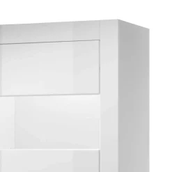 Hochglanz Vitrine in Weiß mit Beton Dekor Mextra 2-türig