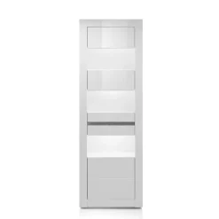 Hochglanz Vitrine in Weiß mit Beton Dekor Mextra 2-türig