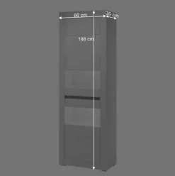 Hochglanz Vitrine in Weiß mit Beton Dekor Mextra 2-türig