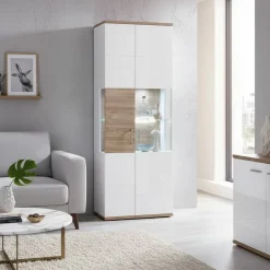 Hochglanz Vitrine in Weiß - Icadro