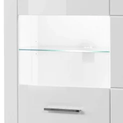 Hochglanz Vitrine in Weiß 3-türig Yulis mit Glaseinsatz