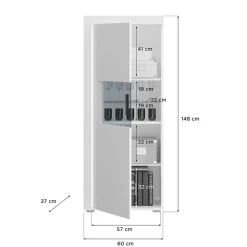 Hochglanz Vitrine mit LED in Weiß - Gomata