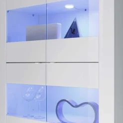 Hochglanz Vitrinenschrank in Weiß - Sogno