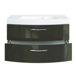 Hochglanz Waschplatz in Dunkelgrau mit Schubladen Mladen inkl. Becken