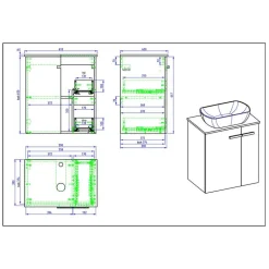 Hochglanz Waschtisch mit Tür & Auszug - Vauflos