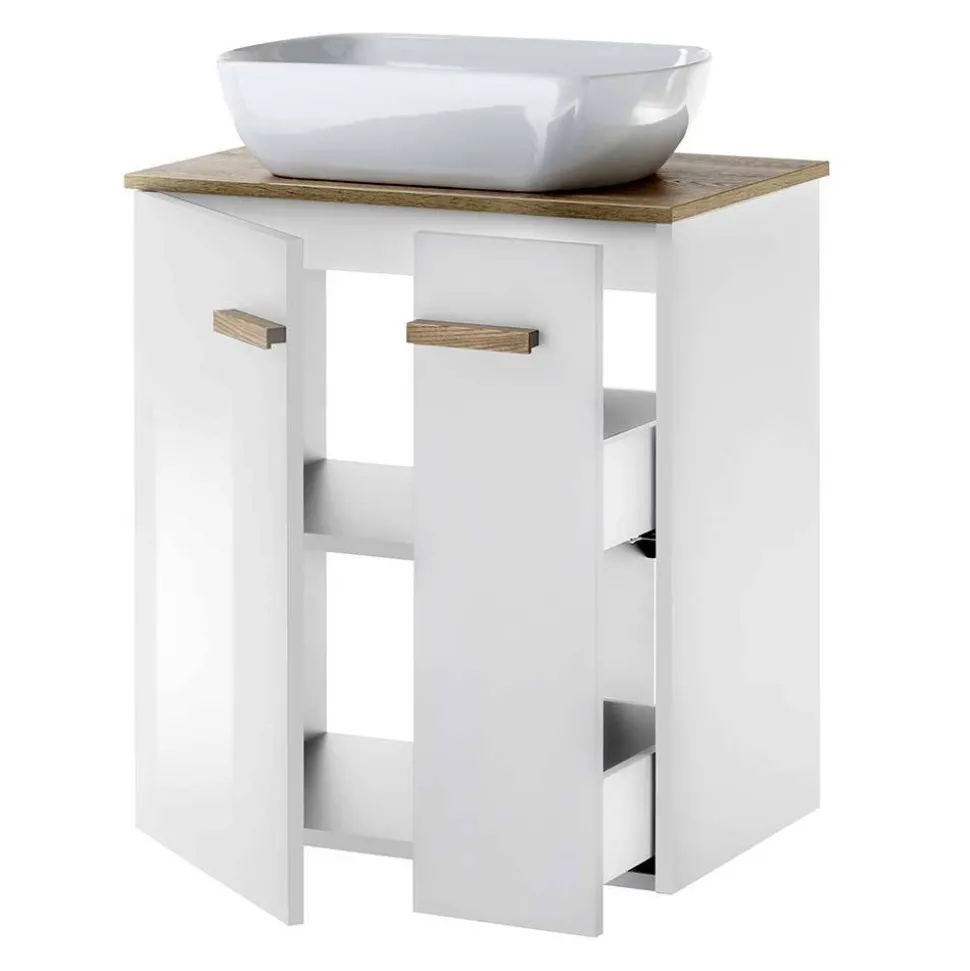 Hochglanz Waschtisch mit Tür & Auszug - Vauflos