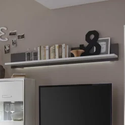 Hochglanz Wohnwand Tacroma in Weiß (vierteilig)