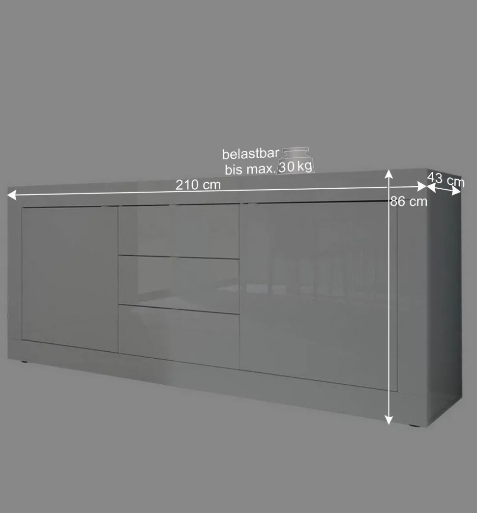 Hochglanz Wohnzimmermöbel in Weiß - Sogno (zweiteilig)