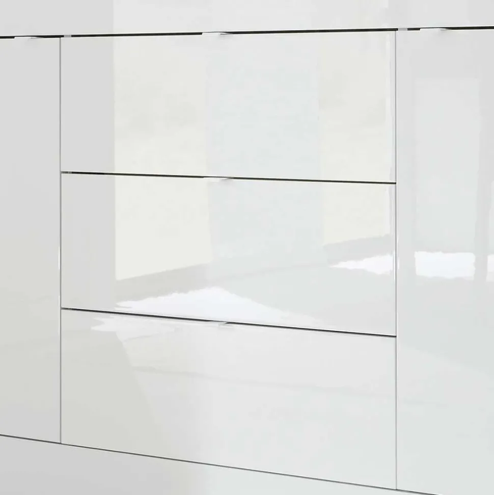 Hochglanz Wohnzimmermöbel in Weiß - Sogno (zweiteilig)