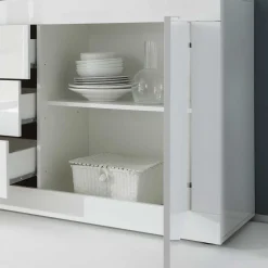 Hochglanz Wohnzimmermöbel in Weiß - Sogno (zweiteilig)