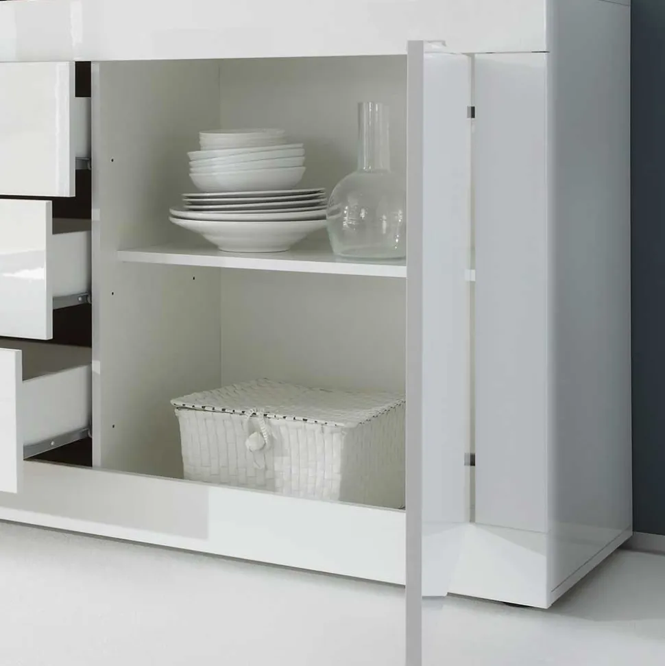 Hochglanz Wohnzimmermöbel in Weiß - Sogno (zweiteilig)