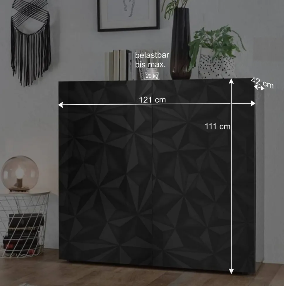 Hochglanz Wohnzimmermöbel in Grau - Kuriasna (dreiteilig)