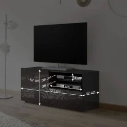 Hochglanz Wohnzimmermöbel in Anthrazit - Ipatal (dreiteilig)