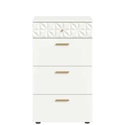 Hochglanzkommode in Weiß mit Gold - Ustabo