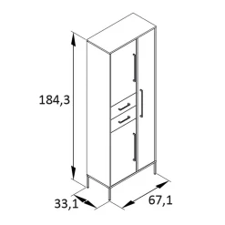 Hochschrank in Dunkelgrün & Gold - Aqua