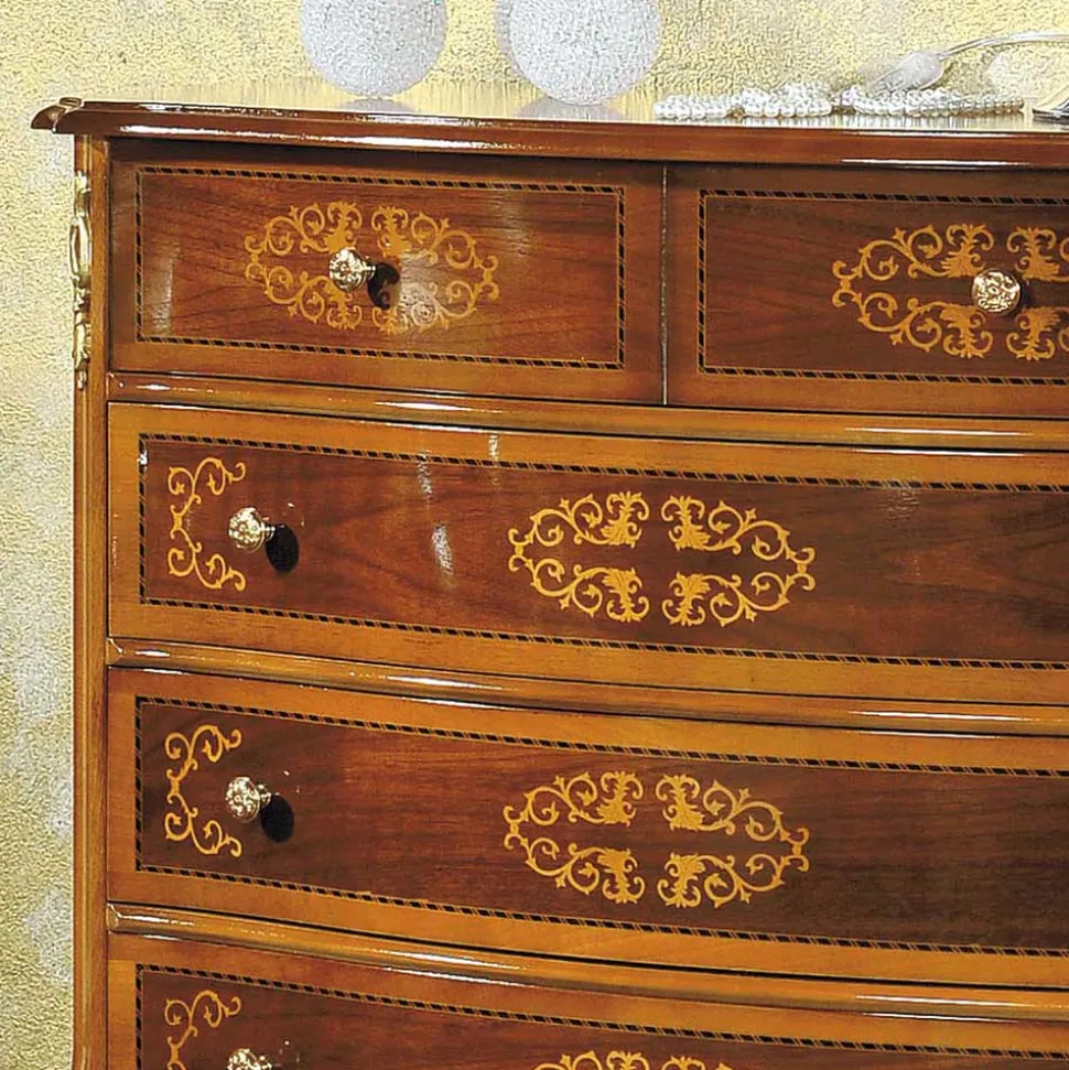 Hochwertige Kommode im Barock Stil Natale in Nussbaum Braun