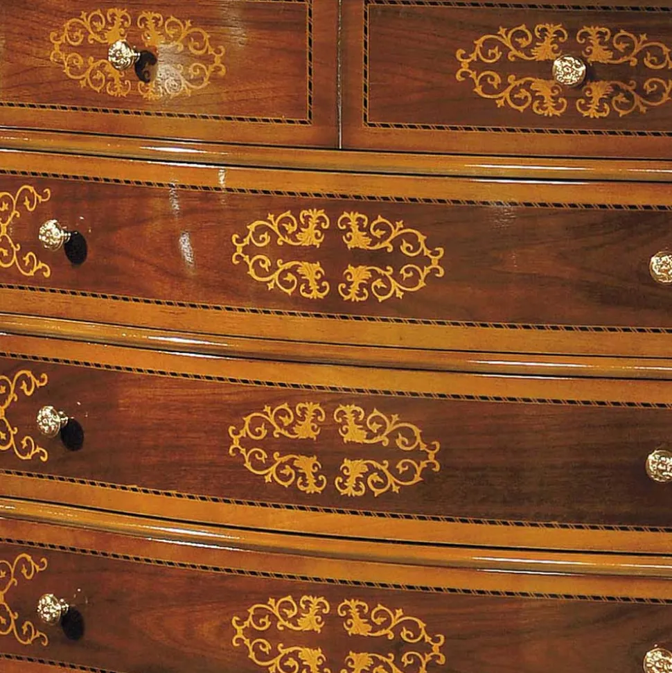 Hochwertige Kommode im Barock Stil Natale in Nussbaum Braun