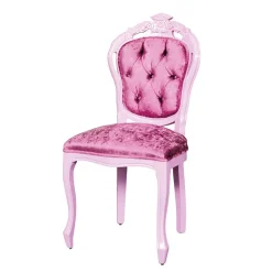 Hochwertiger Barock Polsterstuhl in Rosa Samt - Casna
