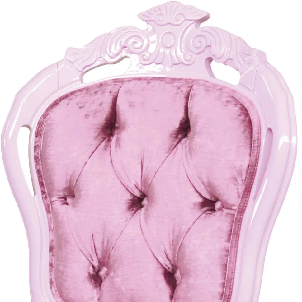 Hochwertiger Barock Polsterstuhl in Rosa Samt - Casna