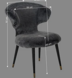 Hochwertiger Design Stuhl aus Kunstfell in Grau - Zarodrana