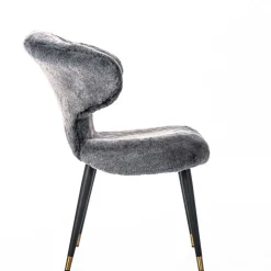 Hochwertiger Design Stuhl aus Kunstfell in Grau - Zarodrana