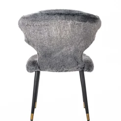 Hochwertiger Design Stuhl aus Kunstfell in Grau - Zarodrana