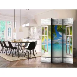 Hochwertiger Paravent Palmen & Meer - Teranim