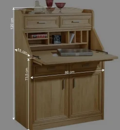 Hochwertiger Schreibschrank in geölter Eiche - Gatania