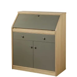 Hochwertiger Schreibschrank in Beigegrau & Eiche - Liaria