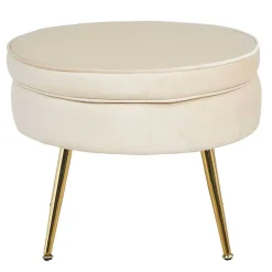 Hocker in Beige Samtbezug - Mamba