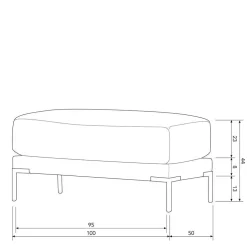 Hocker in Beigegrau mit Schwarz - Paola