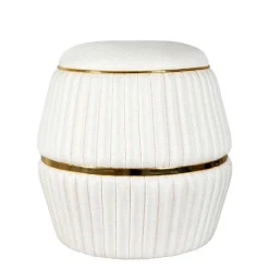 Hocker in Cremeweiß mit Gold - Josue