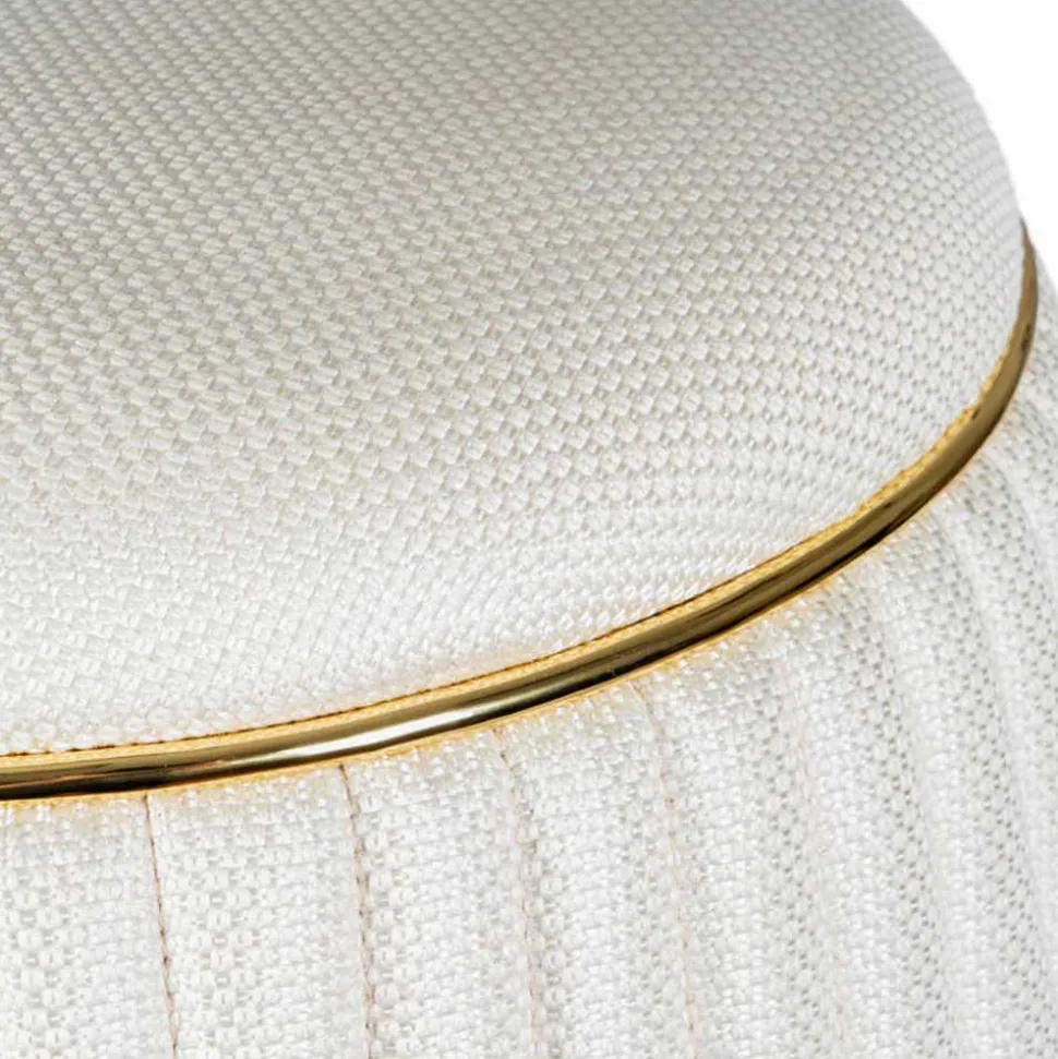 Hocker in Cremeweiß mit Gold - Josue