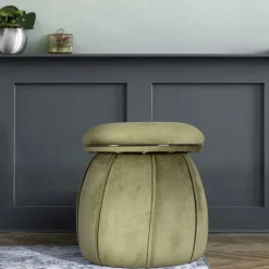 Hocker in Oliv Grün mit Dunkelgrau - Enlino