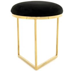 Hocker in Schwarz Samt & Gold Edelstahl - Hulius