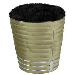 Hocker in Schwarz und Oliv Grün und Silber - Egeta