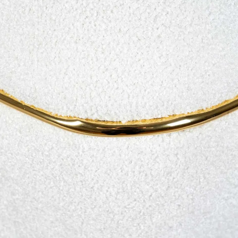 Hocker in Weiß Webplüsch mit Gold - Tandrea