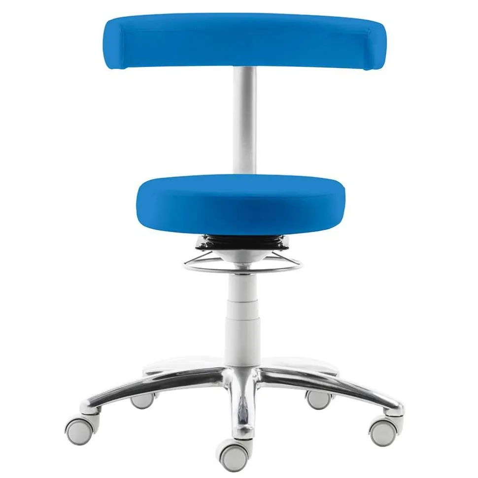 Hocker mit Lehne in Blau Kunstleder - Carito