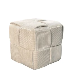 Hocker Pouf in Beige Cordbezug - Salvita III