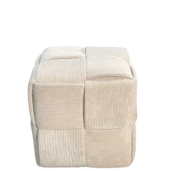 Hocker Pouf in Beige Cordbezug - Salvita III