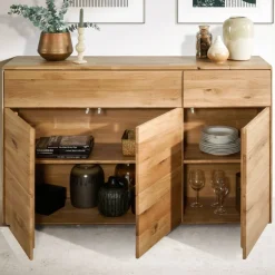 Hohe Kommode aus Wildeiche Massivholz - Feanor