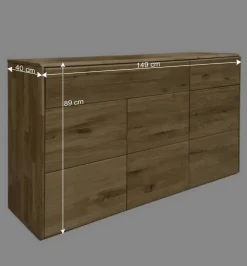 Hohe Kommode aus Wildeiche Massivholz - Feanor